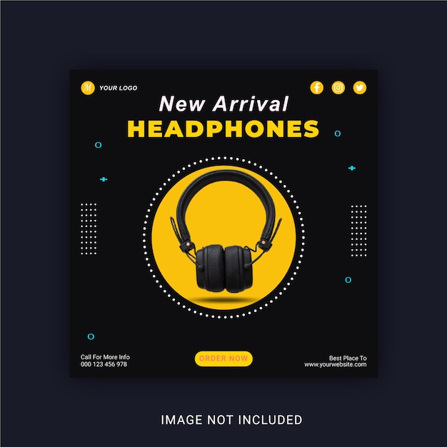 New Arrival Headphones social media post instagram banner template