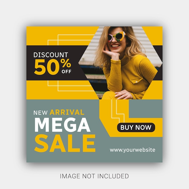 New arrival mega fashion sale social media and instagram post template