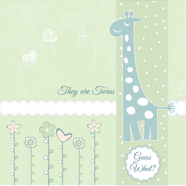 new baby announcement card with giraffe