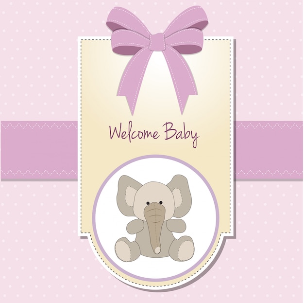 new baby girl announcement card with elephant