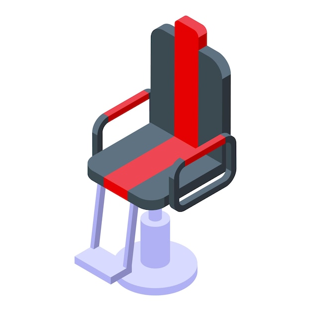 New barber chair icon isometric vector Red line design