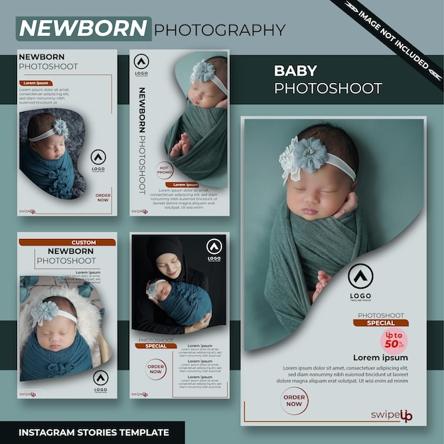 New born baby photo shoot social media post template