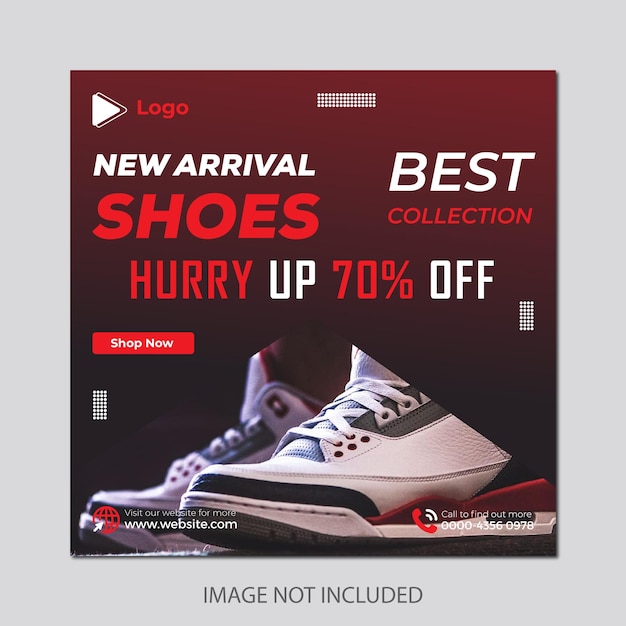 New collection fashion shoes sale web banner and social media poster design template