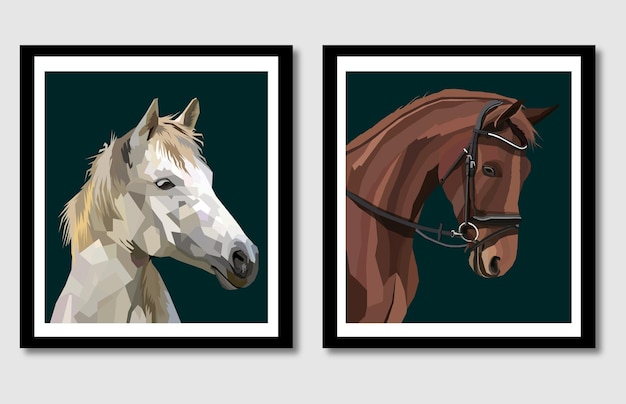 new collection horse pop art portrait in frame