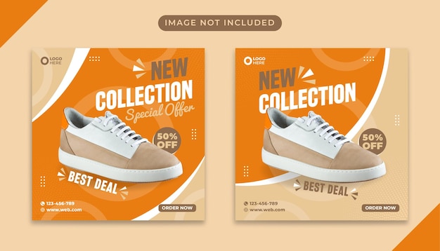 New collection sneaker fashion sale banner social media post template