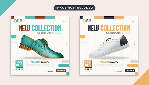 New collection sneaker fashion sale banner social media post template