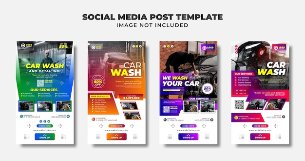 New Concept Car Wash Social Media Story Flyer And Banner Template For Promotion