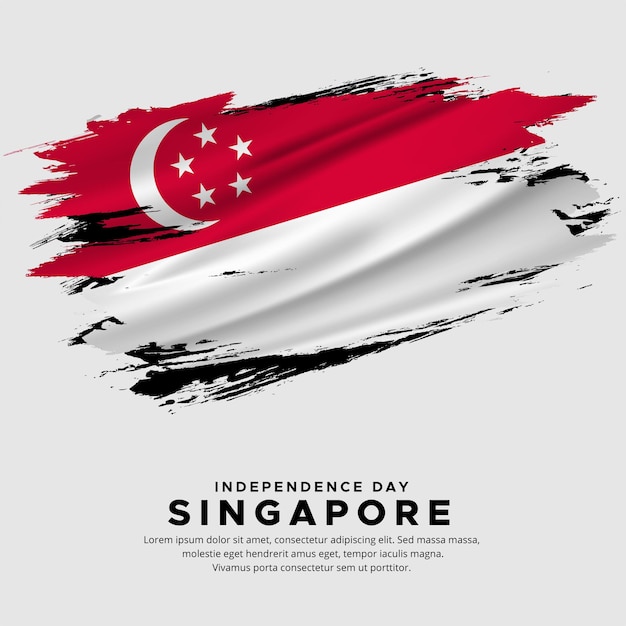 New design of Singapore independence day vector Singapore flag with abstract brush vector