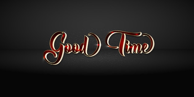 New editable bold good time 3d text effect