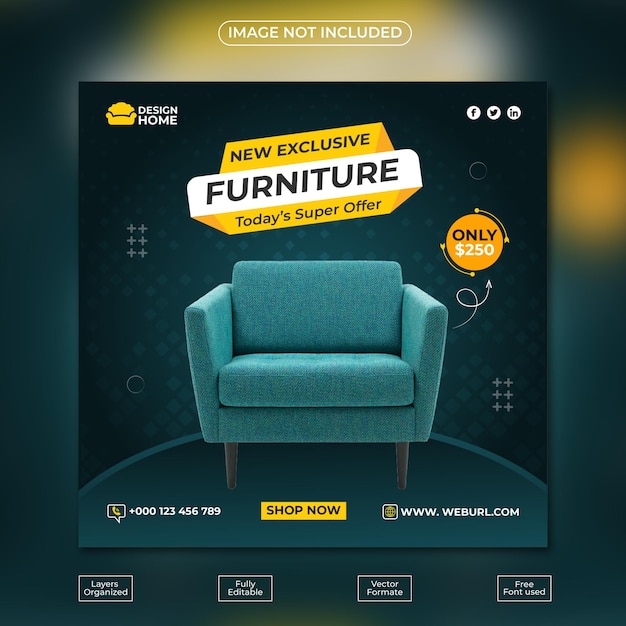 New Exclusive Furniture sale instagram post and social media template