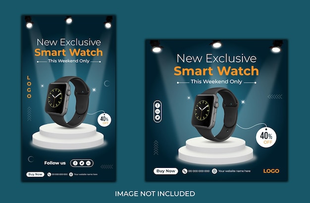 New exclusive smart watch brand product social media post and story banner template Premium Vector