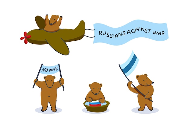 The new flag of Russia Russian Bear against war