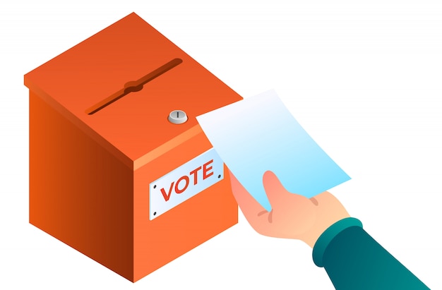 New hand puts ballot in the ballot box concept