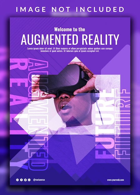 New horizontal vertical augmented reality metaverse neon futuristic modern flyer design template