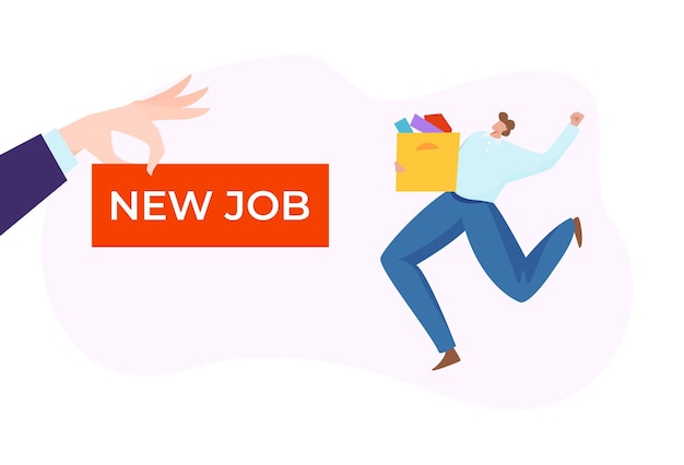 New job we are hiring professional company employee business career recruitment concept cartoon