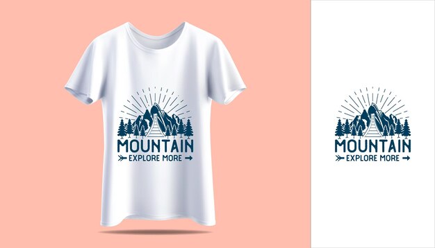 New Men's white t-shirt in vector mockup t-shirt vintage Adventure camping typography print design