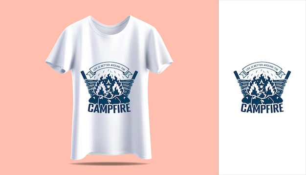 New Men's white t-shirt in vector mockup t-shirt vintage Adventure camping typography print design