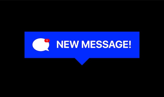 New Message Notification Social Media Reaction Vector Illustration On Black Background