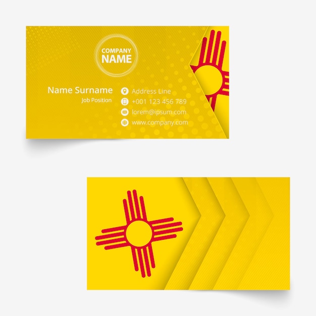 New Mexico Flag Business Card standard size 90x50 mm business card template with bleed under the clipping mask