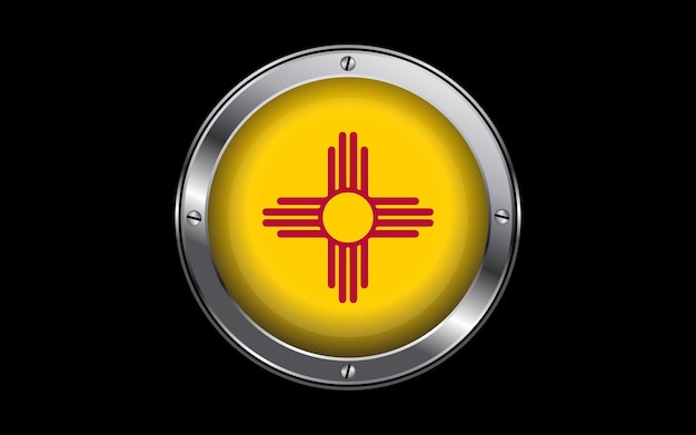 New Mexico state flag 3d badge vector illustration