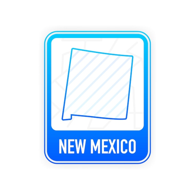 New Mexico - U.S. state. Contour line in white color on blue sign. Map of The United States of America. Vector illustration.