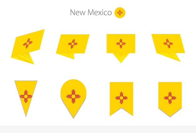 New Mexico US State flag collection eight versions of New Mexico vector flags