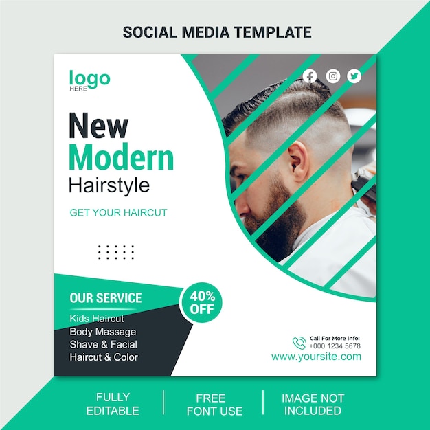 new modern hairstyle social media instagram post designs