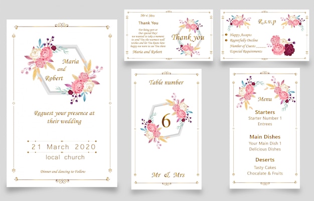 New Modern wedding watercolor invitation card 