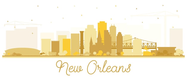 Vector new orleans louisiana city skyline silhouette with golden buildings isolated on white