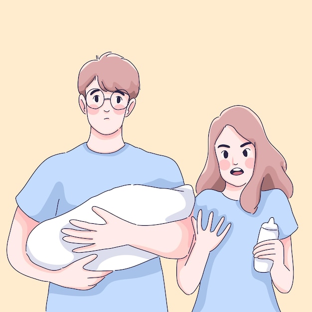 New parents problem cartoon .