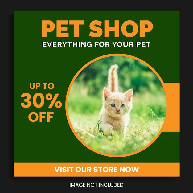 new pet instagram post pet shop social media template facebook banner