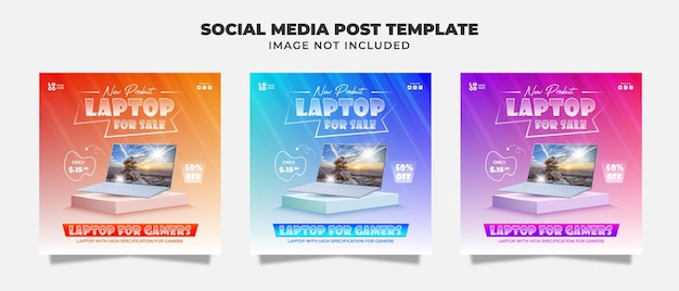 New Product Gaming Laptop For Sale Social Media Post Flyer And Banner Template For Promotion