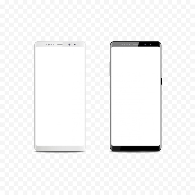 New realistic mobile black and white smartphone. mobile phone isolated.