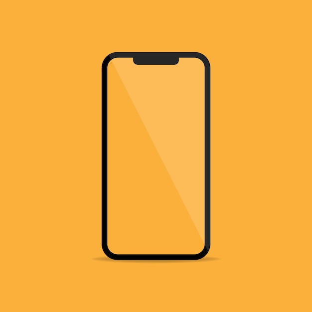 New realistic smartphone display mockup isolated on orange background. Vector illustration EPS 10