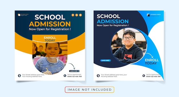 New school Admission social media post template bundle