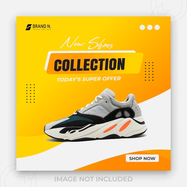 New shoes collection and 2 color gradient clean background or digital shopping social media post design template