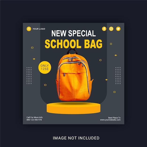 New special school bag social media post instagram banner template