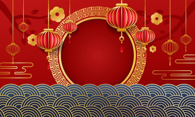 New Spring New Year Red Chinese Style Background. Chinese New Year celebration background