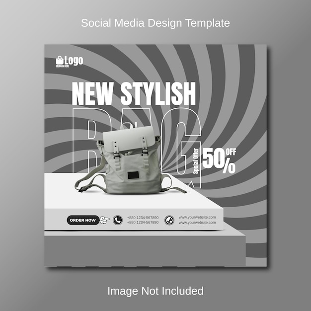 New stylish white gray collage bag social media design template