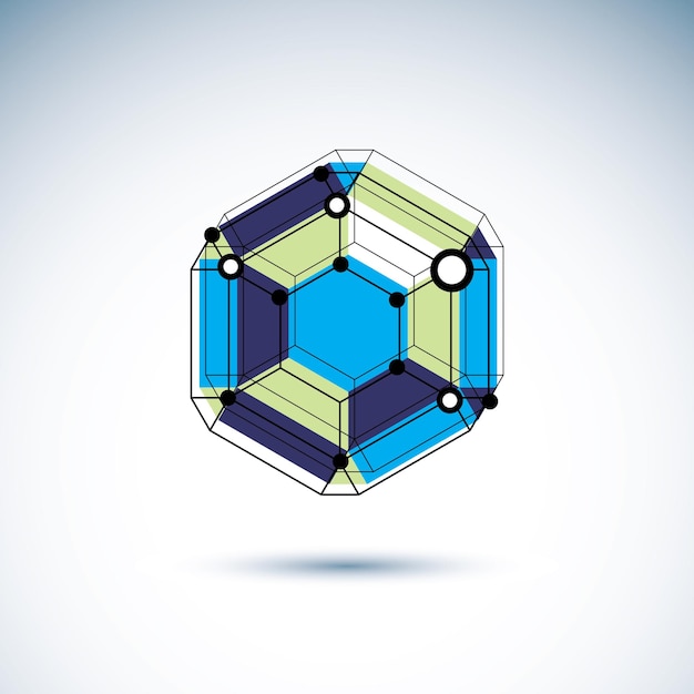 New technology emblem. Vector abstract 3d geometric shape, polygonal figure, illustration.