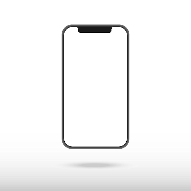 New version of black slim smartphone with blank white screen Realistic vector illustration