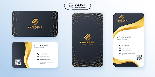 New VIP Doublesided Modern Business Card Vector Template Design vertical and horizontal layout