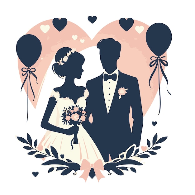 Vector new wedding couple silhouette silhouette of wedding couple