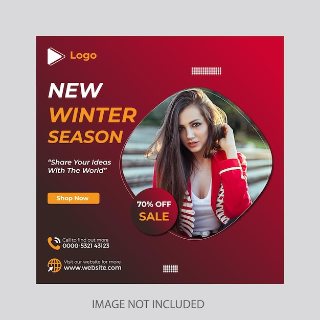 New winter season sale social media poster banner template