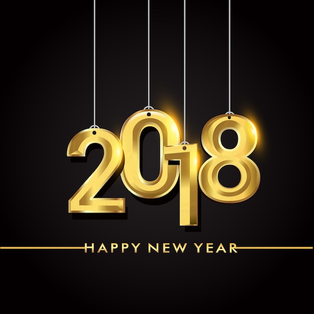 New Year 2018 golden colored text Design.