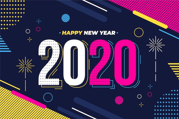 New year 2020 background in flat design