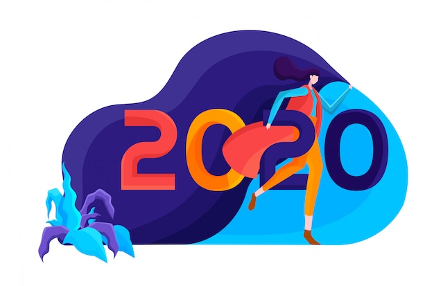 New year 2020 flat illustration