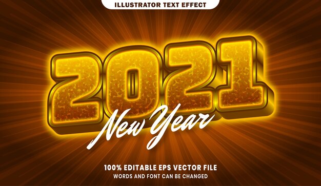 New year 2021 3d editable text style effect