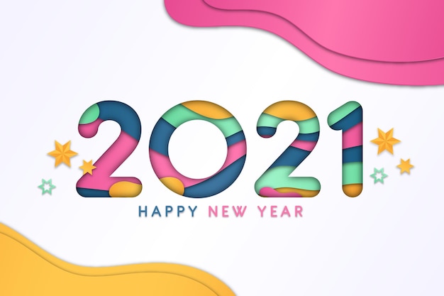 New year 2021 background in paper style