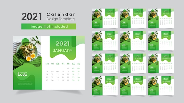 New Year 2021 desk calendar design for restaurant